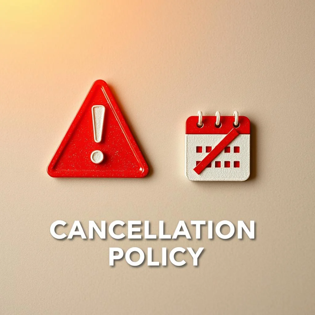 An Image To Represent An Emergency Cancellations Policy. Include Symbols Such As A Warning Sign