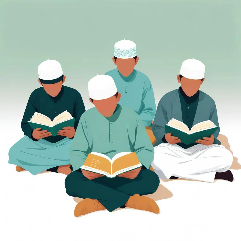 A Group Of 3 Young Muslim Boys Without Face Readin