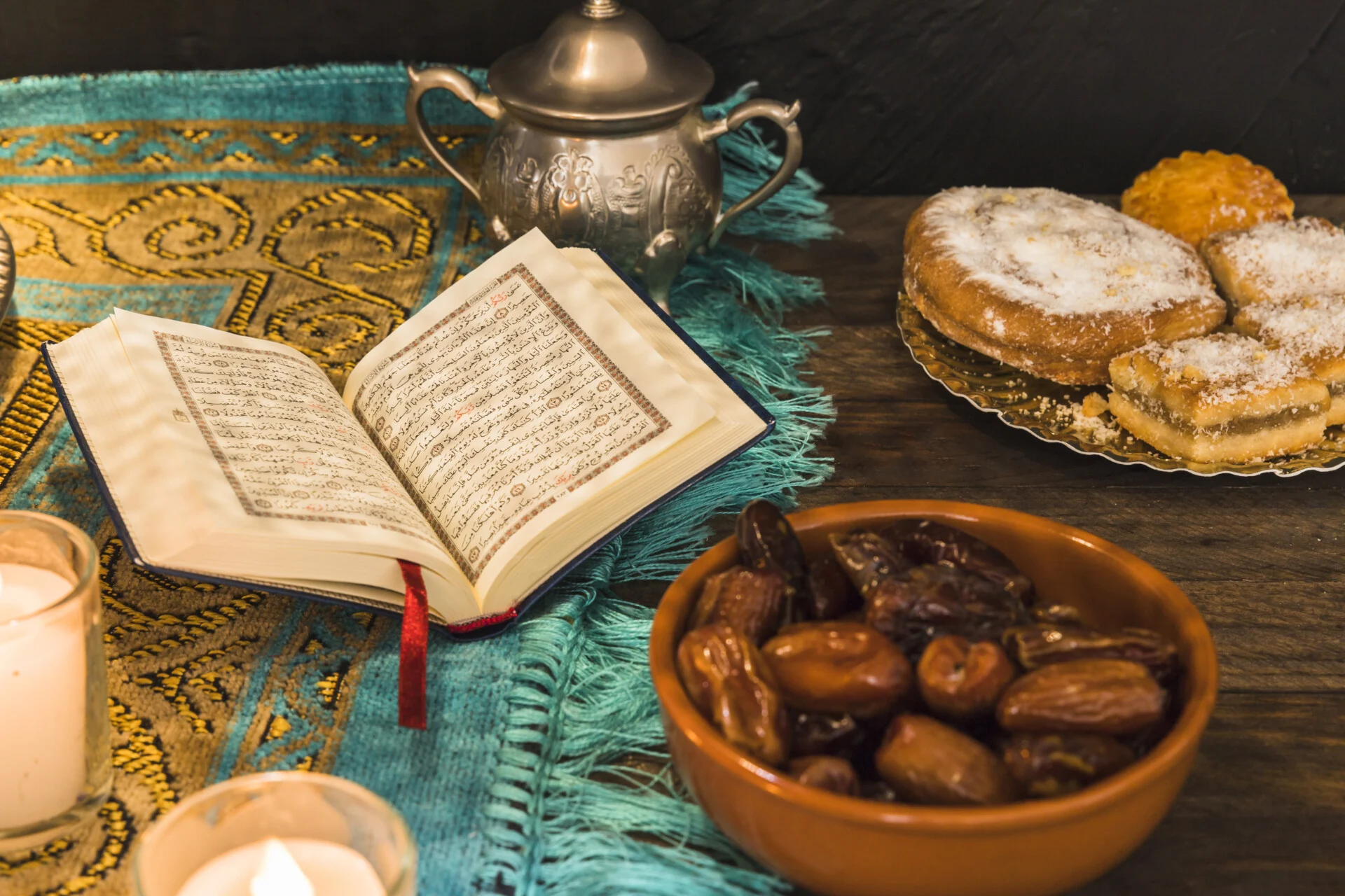 Book Mat Amidst Arabic Desserts