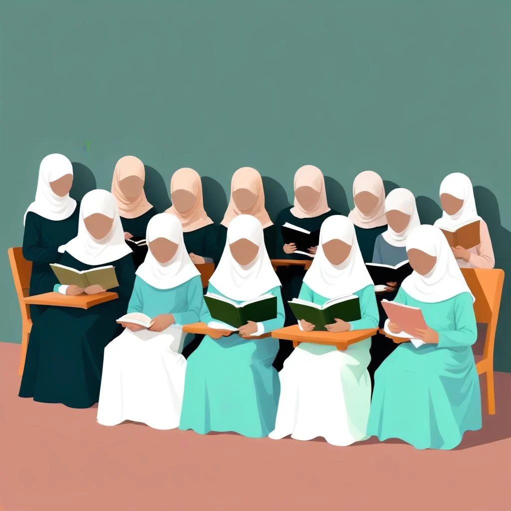 A Group Of 10 Young Muslim Girls Without Face Read